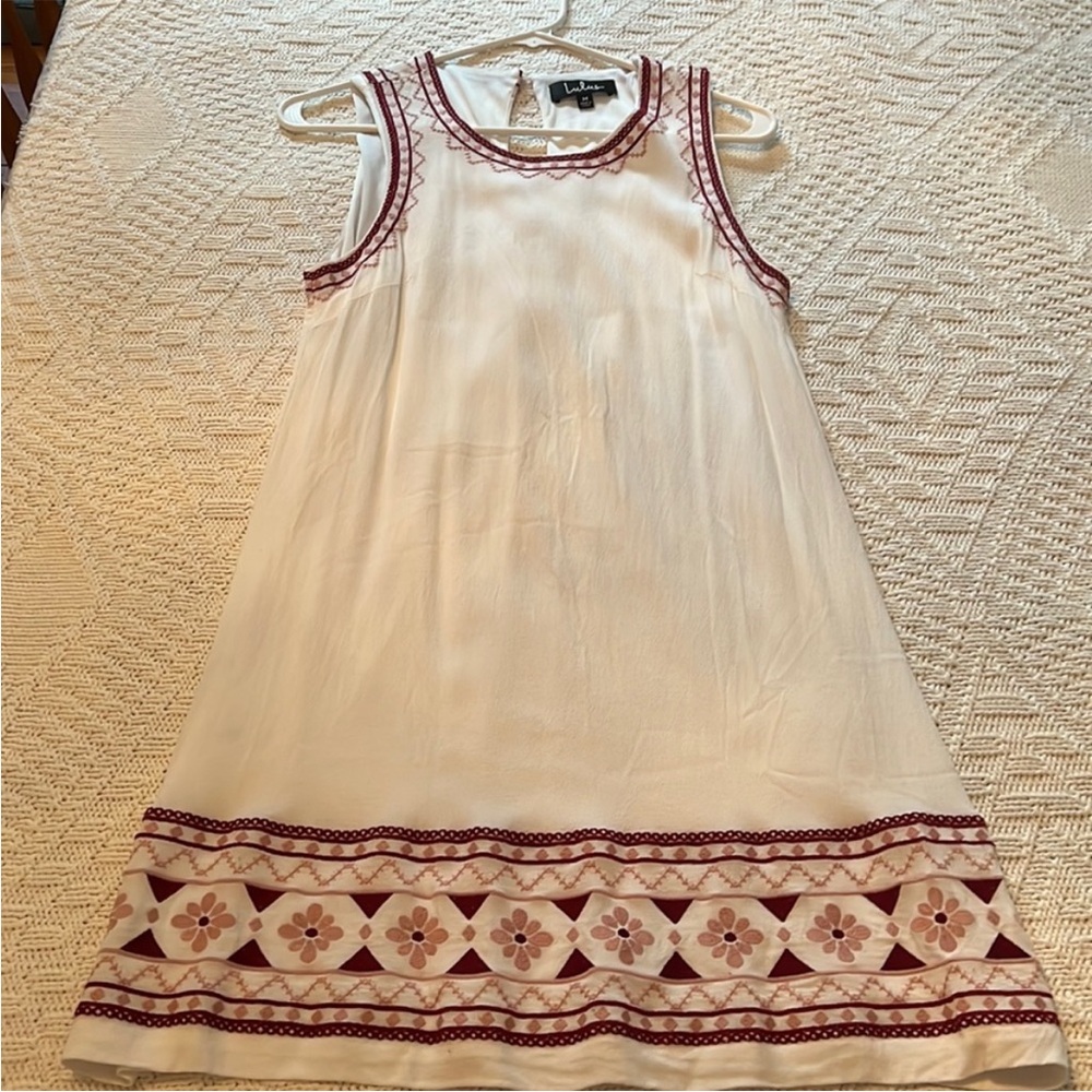 Lulu's White and Burgundy Dress